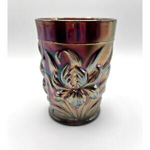 Antique Dugan Carnival Glass HEAVY IRIS Tumbler Electric Purple Amethyst